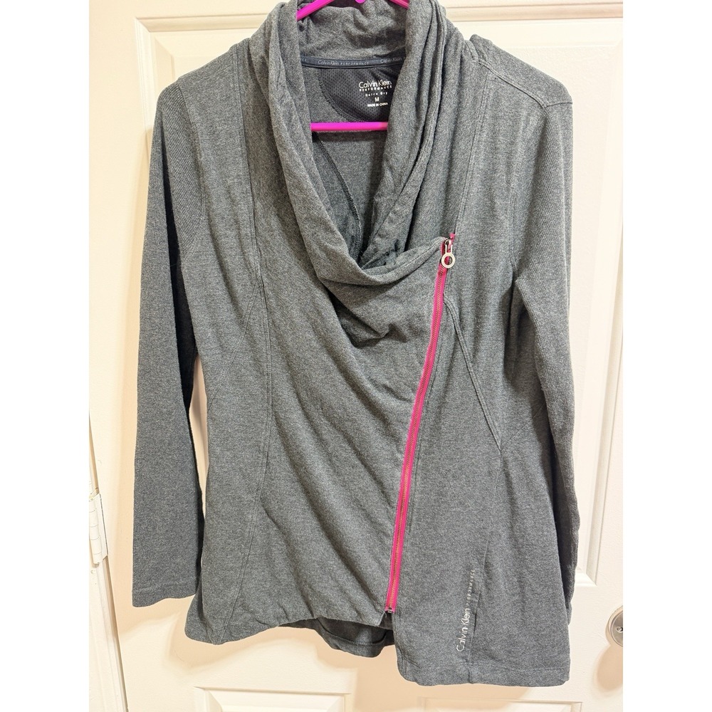 Calvin Klein Gray N Pink  Asymmetrical Full Zip w/ Pockets Jacket Womens M